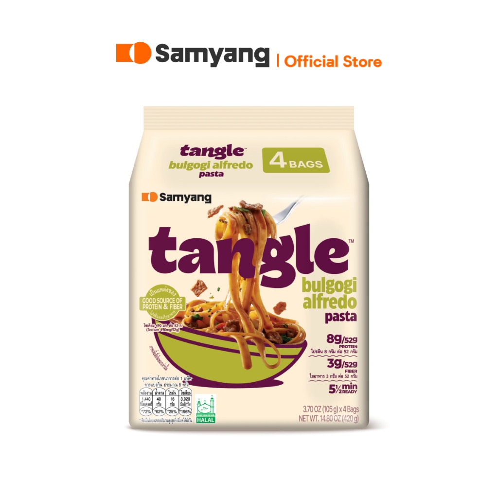 [แพ็ก 4] ซัมยัง แทงเกิ้ล บูลโกกิ อัลเฟรโด้ พาสต้า 420ก. | Samyang Tangle Bulgogi Alfredo Pasta 420g.
