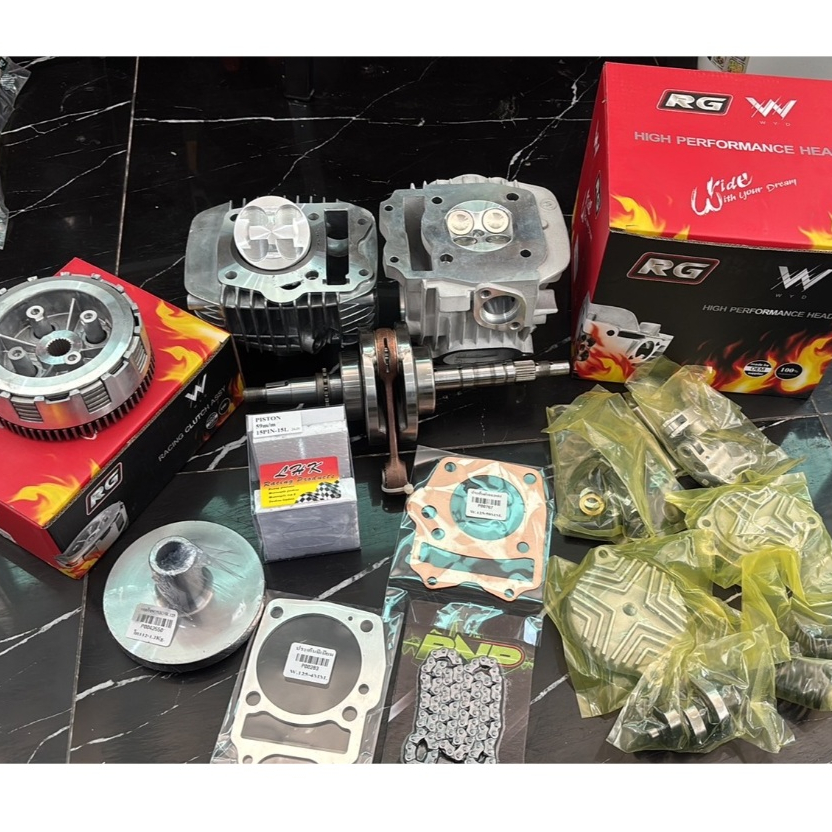 ชุดฝางาน RG+เสื้อ พร้อมลูก63,66,67(ใหญ่) ชัก 5-ชัก7 4V พร้อมข้อเหวี่ยงชัก5-ชัก7 ก้านGTO และชุดครัช ค