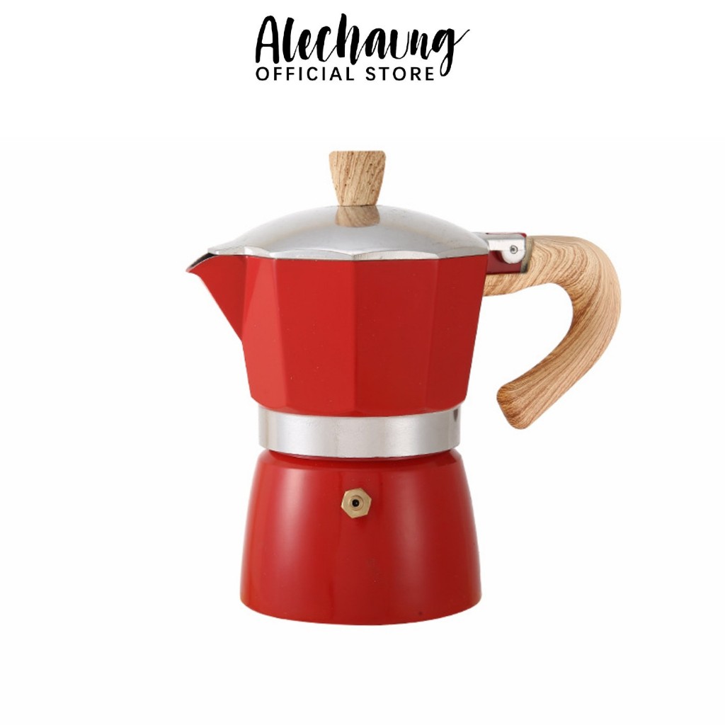 Alechaung ที่ชงชา หม้อต้มกาแฟสด โมก้าพ็อท Moka pot ความจุ 150ml 300ml ใช้งานกับเตาไฟฟ้า เตาแก็ส เตาแคมป์ปิ้ง