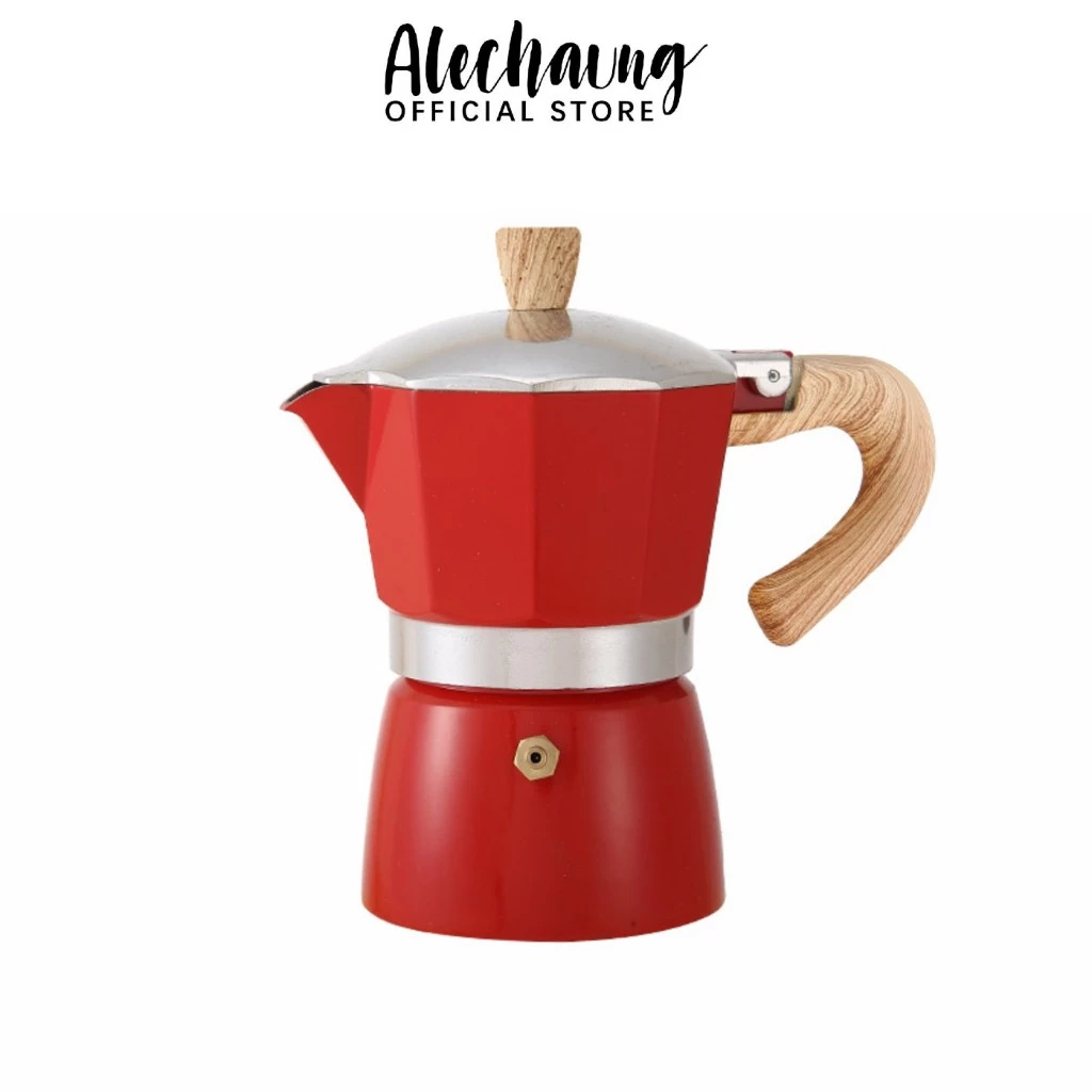 Alechaung ที่ชงชา หม้อต้มกาแฟสด โมก้าพ็อท Moka pot ความจุ 150ml 300ml ใช้งานกับเตาไฟฟ้า เตาแก็ส เตาแคมป์ปิ้ง