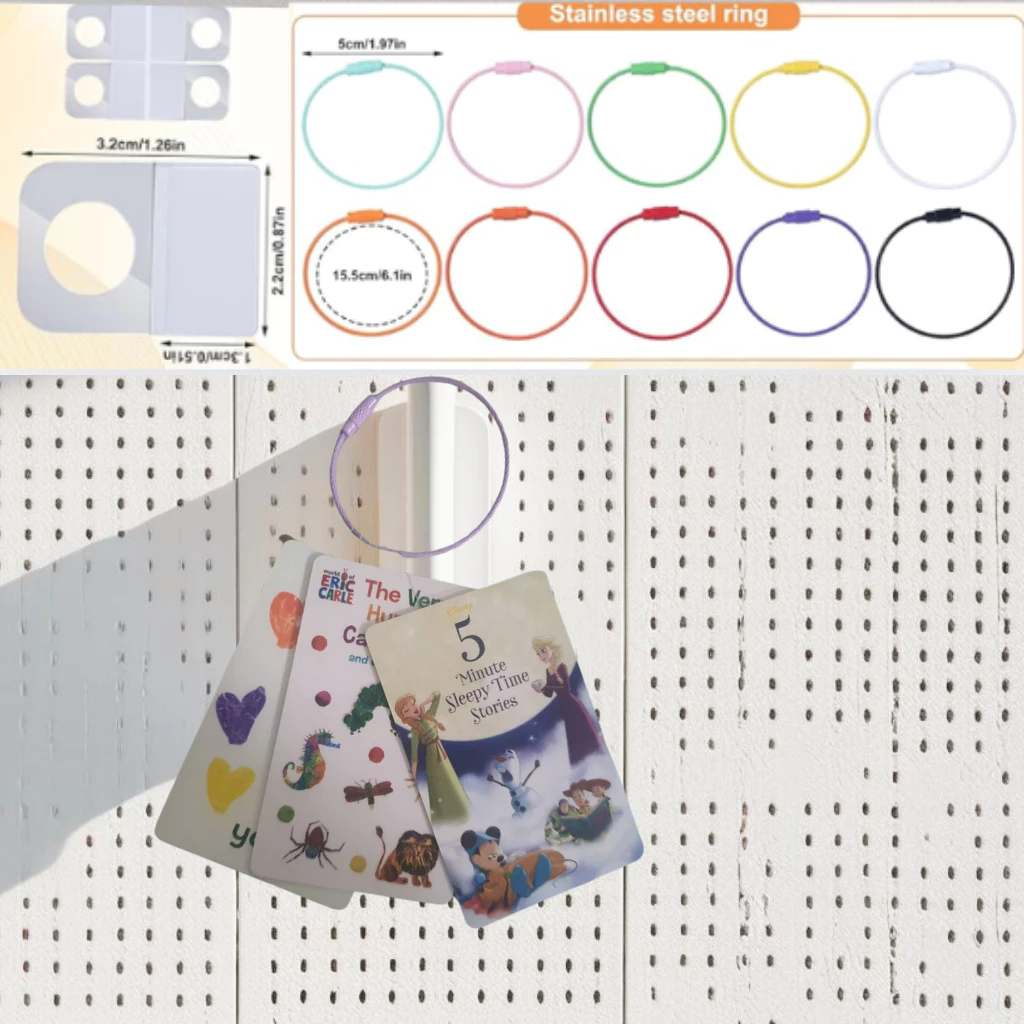 ชุดอุปกรณ์เก็บการ์ด Yoto พร้อมป้ายสติกเกอร์และห่วงสแตนเลส Holder for Yoto Cards Rings and Tabs