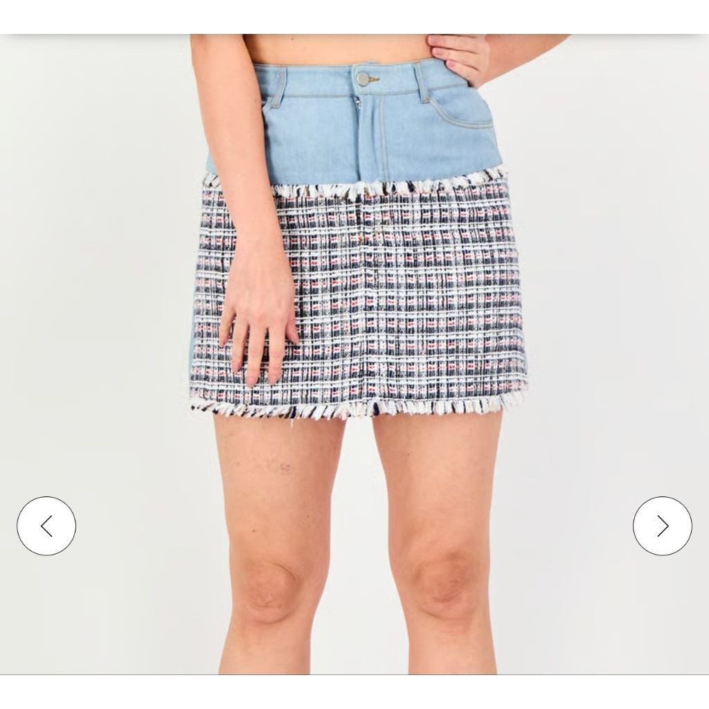 กระโปรงยีนส์ แต่งผ้าทวิต Vero Moda