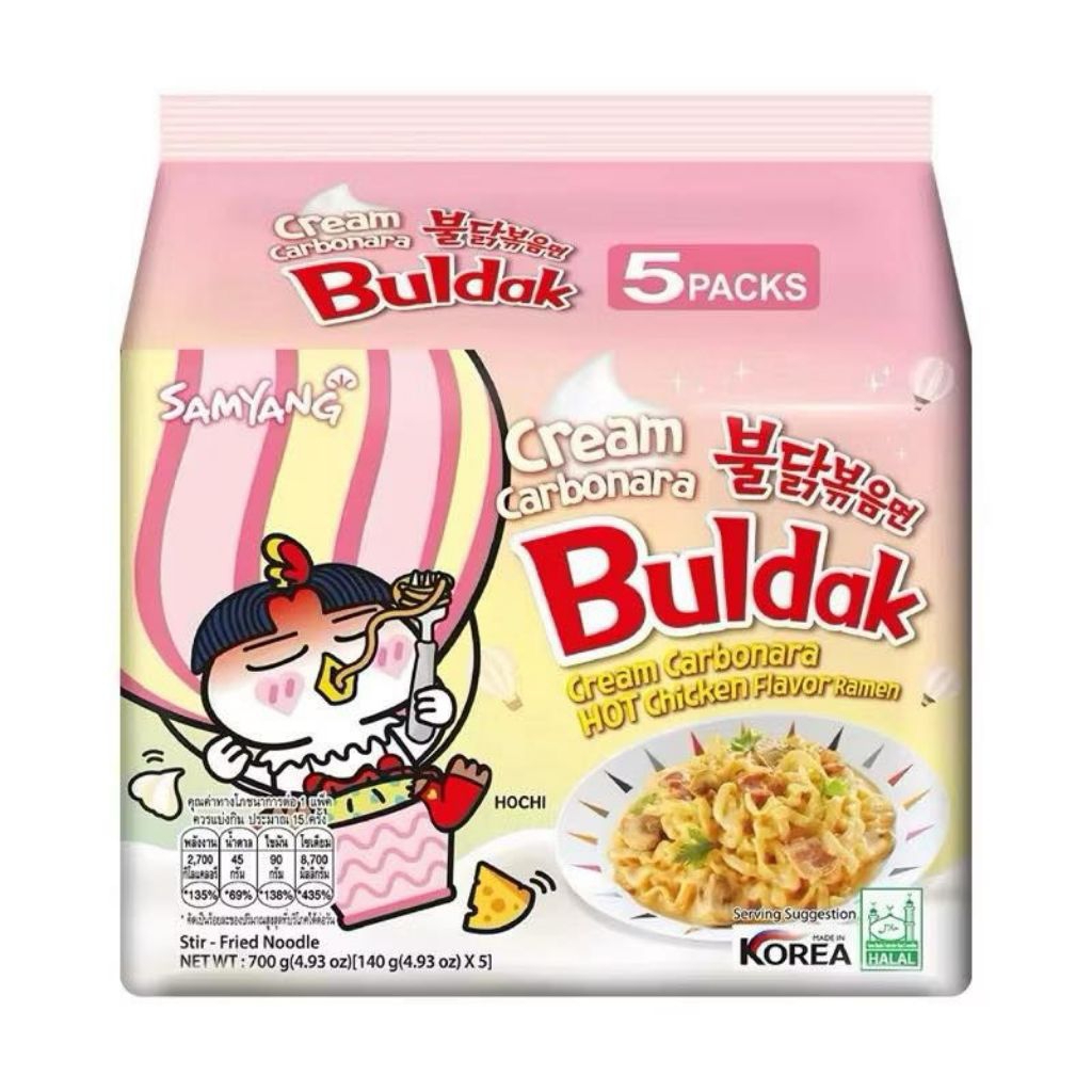 [สินค้าส่งด่วน] ซัมยัง บูลดัก ครีมมี่ คาร์โบนาร่า 140กX5 SAMYANG BULDAK CREAMY CARBONARA 140X5
