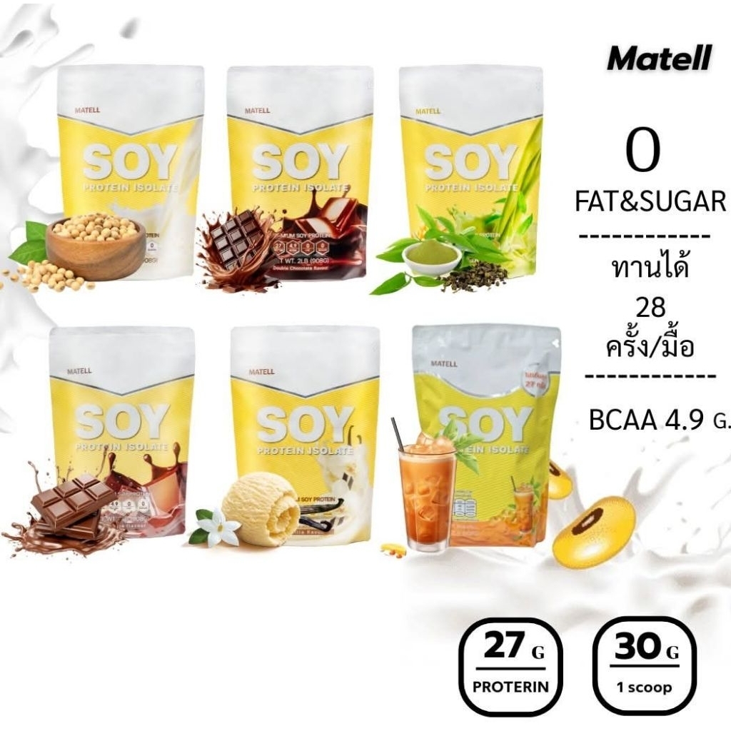 Soy protein isolate ถั่วเหลือง ซอย โปรตีน ไฮโซเลท Non Whey เวย์ ลดไขมัน เพิ่มกล้ามเนื้อ