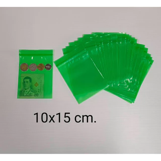 ถุงซิปเขียว บรรจุ 100 ใบ/แพค