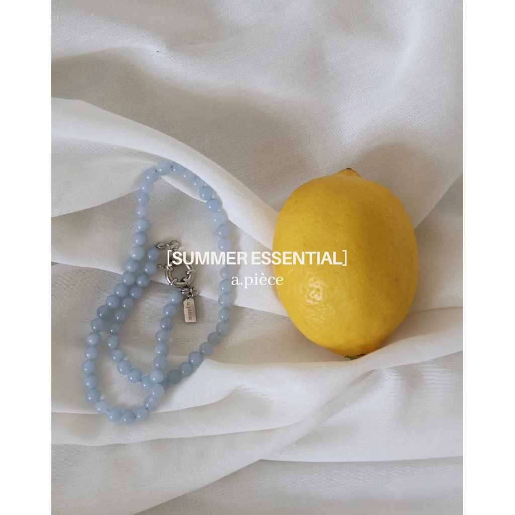 A.piece สร้อยหินแท้ [all silver 925] Blue stone necklace (824)