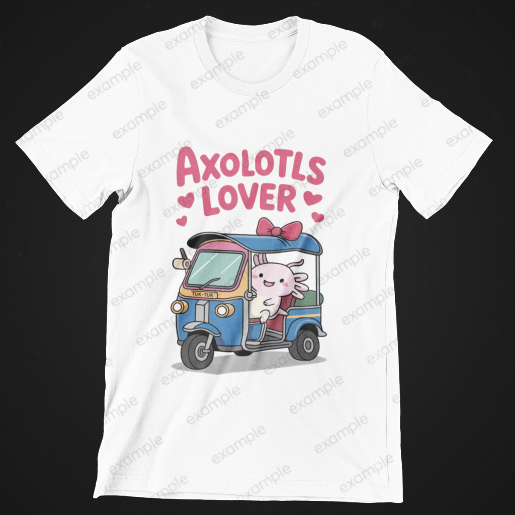 เสื้อยืดลายหมาน้ำ Axolotl x รถตุ๊กตุ๊ก สัตว์เลี้ยงสุดคิวท์ ลายไทยน่ารัก Thailand T-Shirt TKTKS84