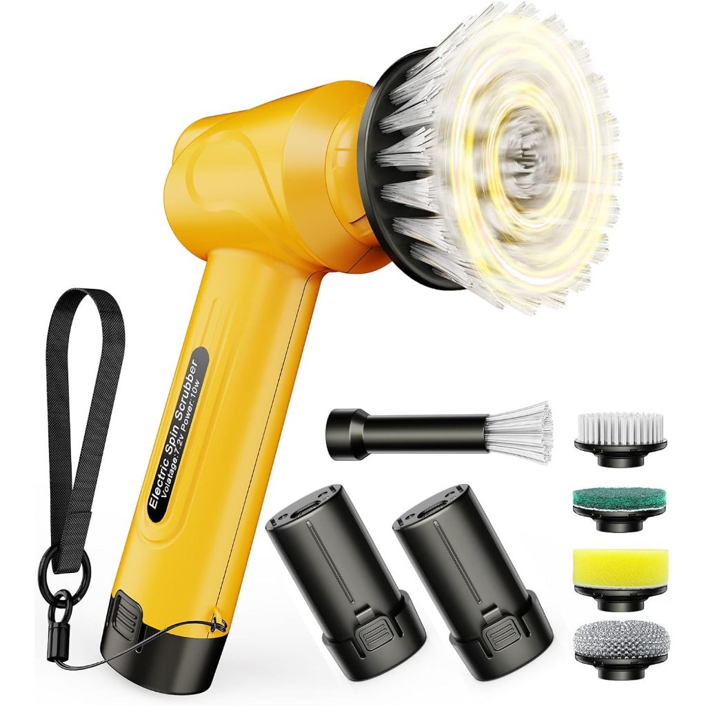 Qimedo 5000mAh แปรงขัดห้องน้ำไฟฟ้า แบบชาร์จไฟได้ แปรงทำความสะอาด แปรงขัดไฟฟ้า อัจฉริยะ360องศา แปรงไฟฟ้าไร้สาย