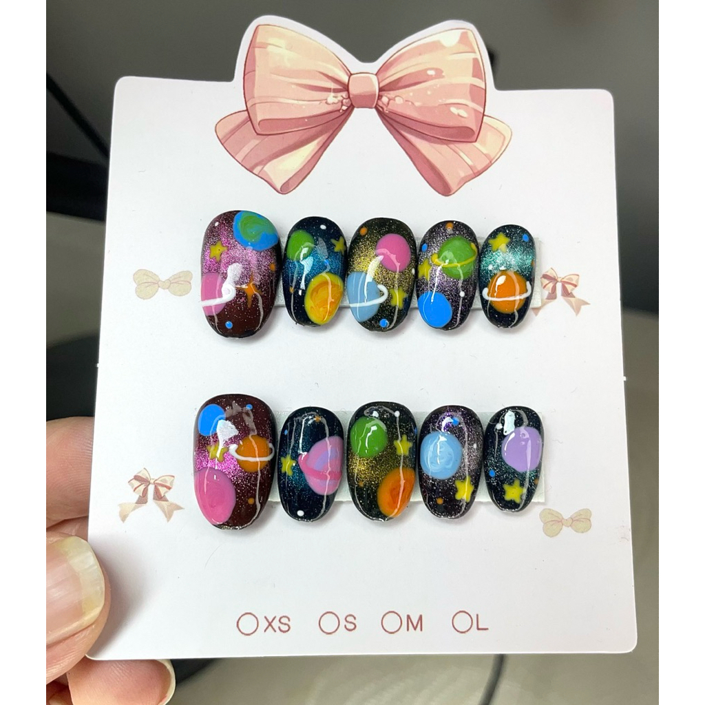 เล็บปลอมงานลูกแก้ว เพ้นท์ลายอวกาศสวยๆ