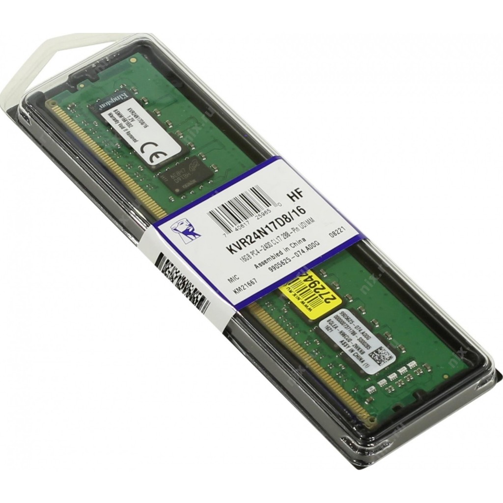 Kingston ValueRAM 16GB 2400MHz DDR4 Non-ECC CL17 DIMM 2Rx8 Desktop Memory (KVR24N17D8/16)