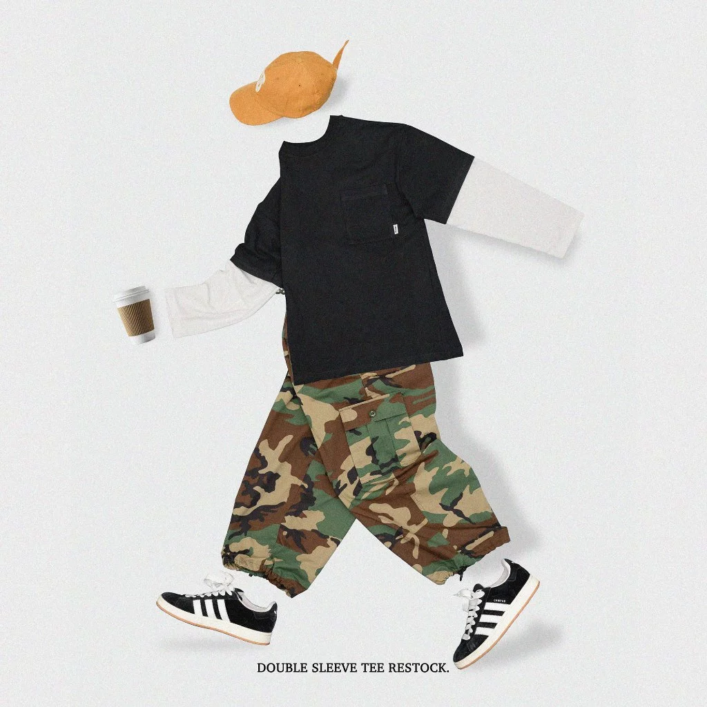 Snoop Double sleeve เสื้อยืดแขนยาวสีพื้นต่อเลเยอร์