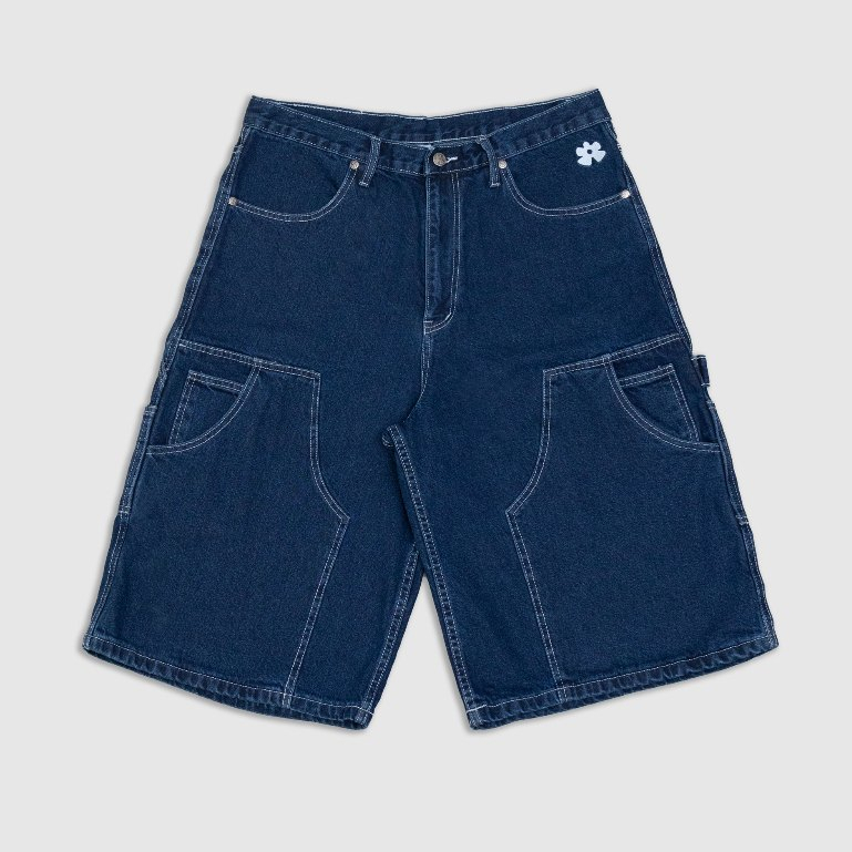 Snoop double knee double pocket กางเกงยีนส์ขาสั้น Double knee
