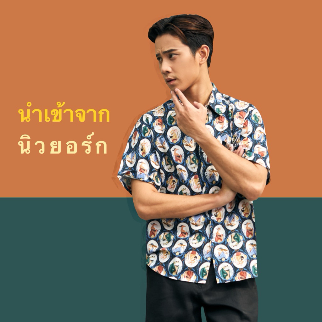 🧵🇺🇸 NYC  เสื้อแขนสั้นผ้าคอตตอน ลาย Dapper Toile