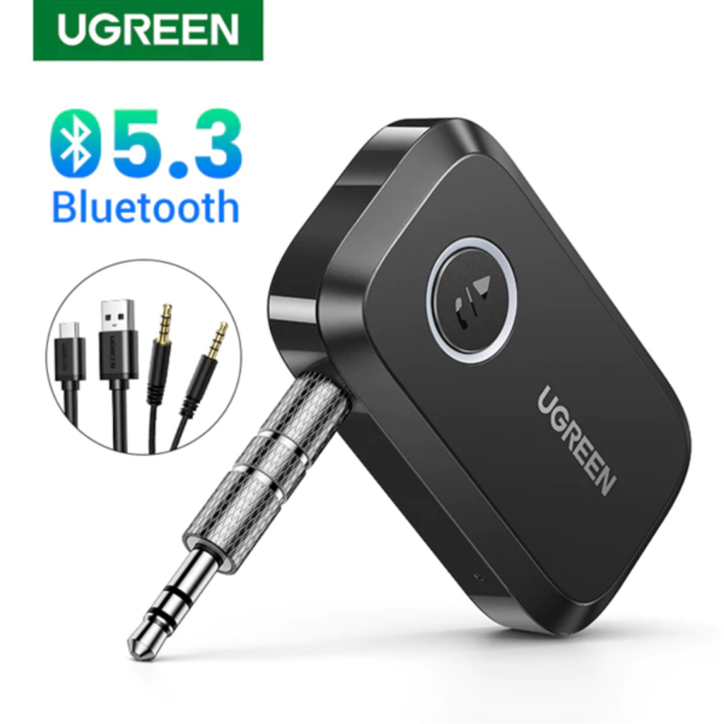 พร้อมส่ง UGREEN 90748 Bluetooth Car Receiver Adapter 3.5mm AUX Jacks for Car Speakers Bluetooth 5.3