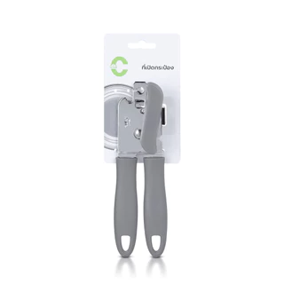 HOMEC ที่เปิดกระป๋อง อุปกรณ์เปิดกระป๋อง Can opener วัสดุสแตนเลส ด้ามจับซิลิโคนจับถนัดมือใช้งานง่าย พกพาสะดวก สีเทา