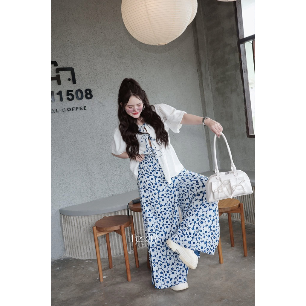 ชุดเซท Mor hom set ชุดเซทลายดอกผ้าม่อฮ่อม2 ชั้น