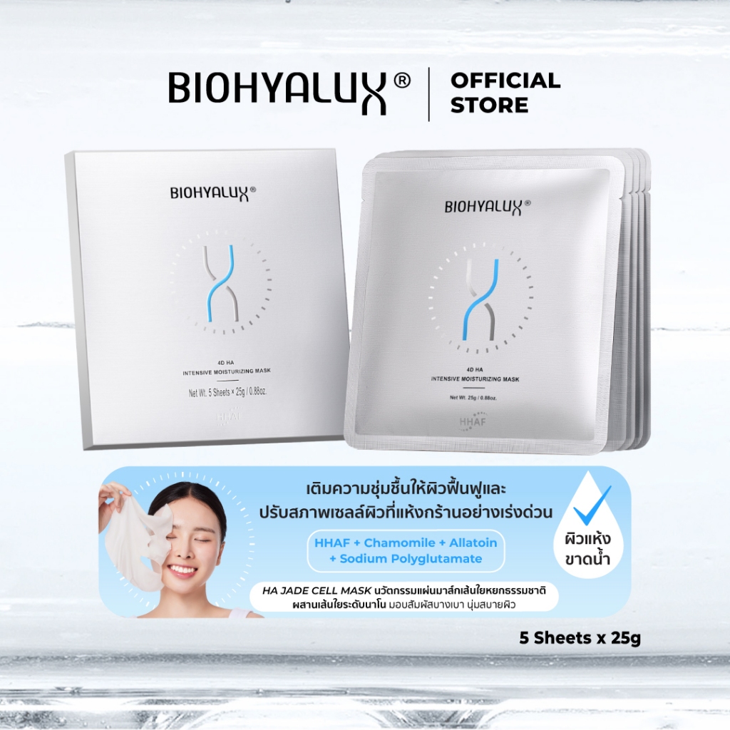Biohyalux 4D HA Intensive Moisturizing Mask  ไบโอไฮยาลักส์ มาส์กไฮยา เติมน้ำให้ผิวฉ่ำวาวขั้นสุด
