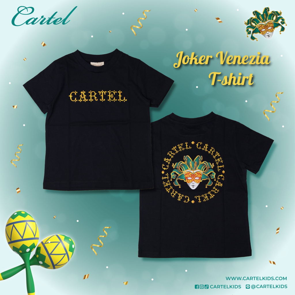 เสื้อเด็กสีดำลายเวเนเซีย Joker Venezia T-shirt Cartelkids