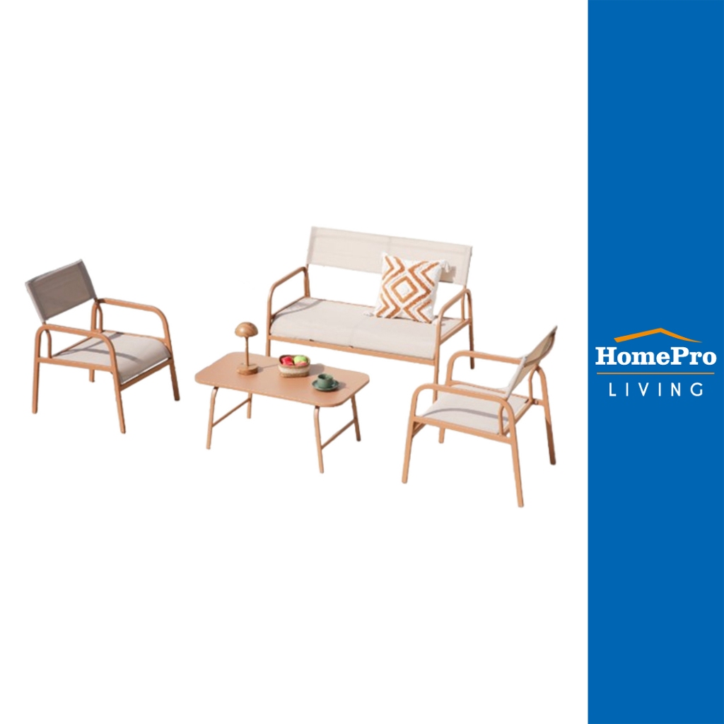 [จัดส่งอย่างเดียว] HomePro ชุดโซฟาสนาม 4 ที่นั่ง SPRING PIXXIE สีส้มอิฐ/เบจ