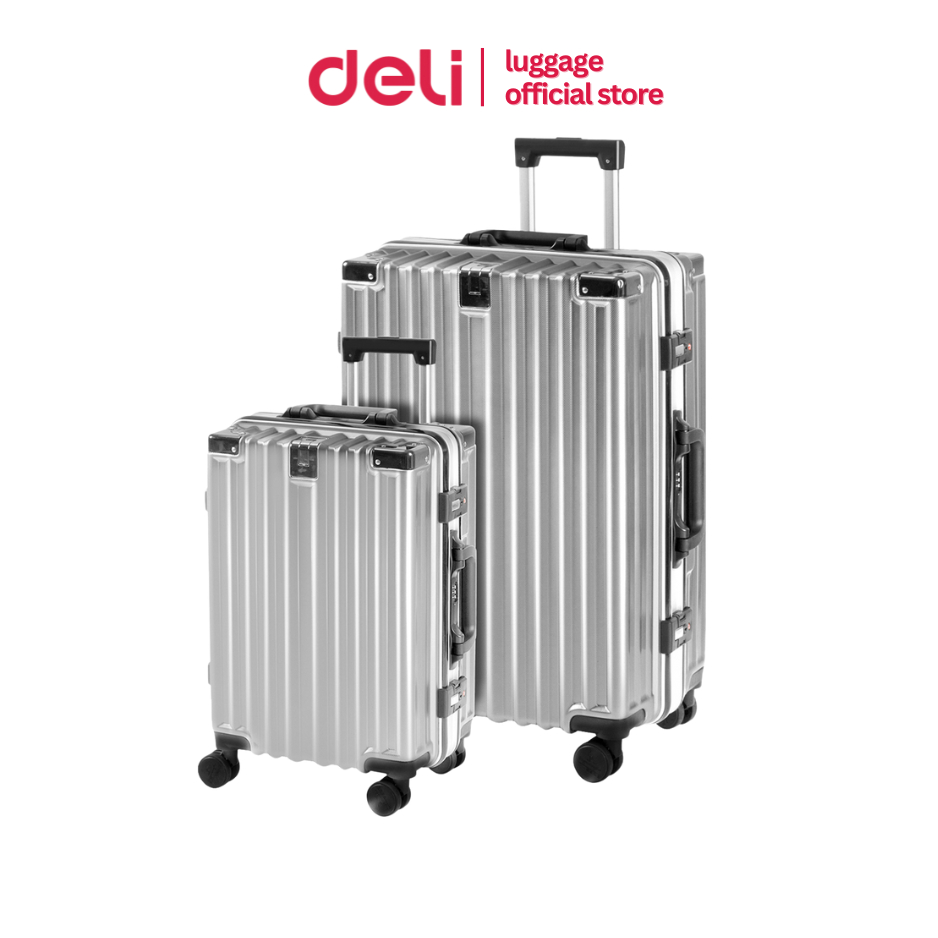 Deli กระเป๋าเดินทาง 20 24 นิ้ว กระเป๋าเดินทางล้อลาก อลูมิเนียม  ทนทาน ล้อหมุน 360 องศา Suitcase