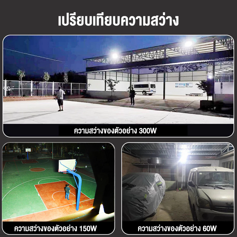 ไฟสปอร์ตไลท์โซล่าเซลล์ 60000W กันน้ำ IP67 thumbnail 9