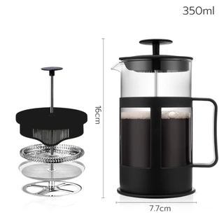 HOMEC เหยือกชงกาแฟ แก้วชงกาแฟ french press วัสดุสแตนเลส 304 สำหรับชงชา และกาแฟ มีให้เลือก 4ขนาด สีดำ