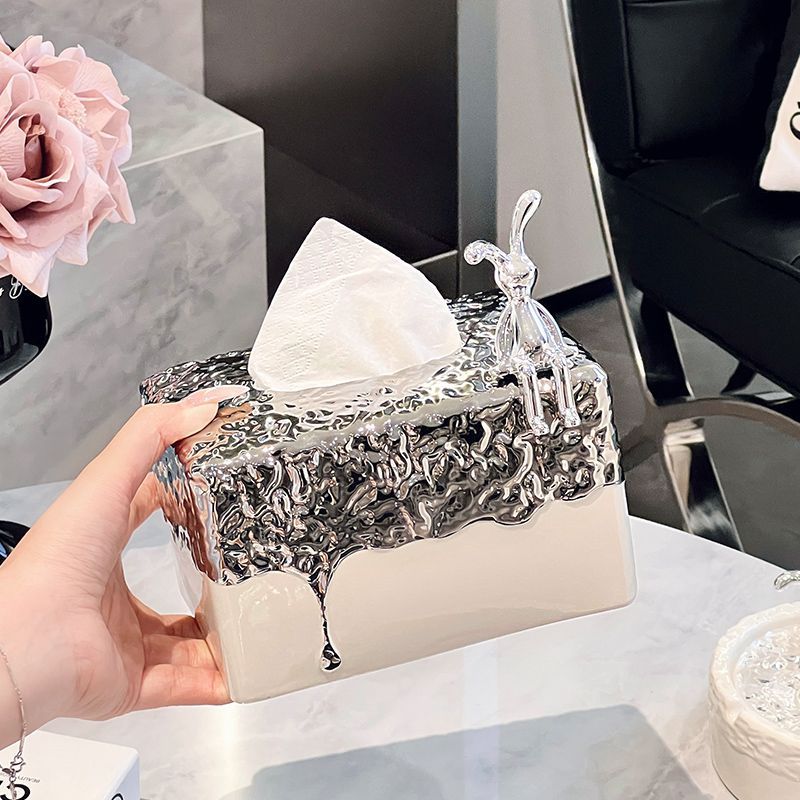 เครื่องประดับแมวและเมาส์กล่องทิชชู่ชีสกล่องทิชชู่ห้องน้ําห้องนั่งเล่นเครื่องประดับหรูหราแสง