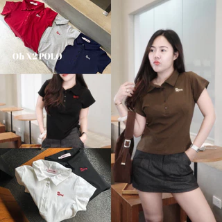 Oh X2 POLO เสื้อโปโลสีพื้นผ้ายูกระดุม5เม็ด🤎🍒พร้อมส่ง