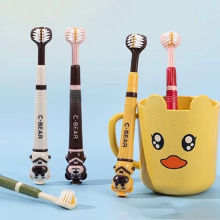แปรงสีฟู้นเด็ก ดีไซน์ โดปามีน 3D ขนแปรงนุ่ม ทำความสะอาดล้ำลึก ลายหมีน่ารัก 5 ชิ้น เหมาะสำหรับเด็กอายุ 3-12 ปี แพ็คคู่