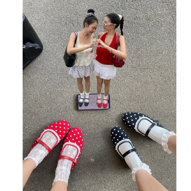 beebee Polkadot รองเท้าเปิดส้นลายจุดน่ารักมาก