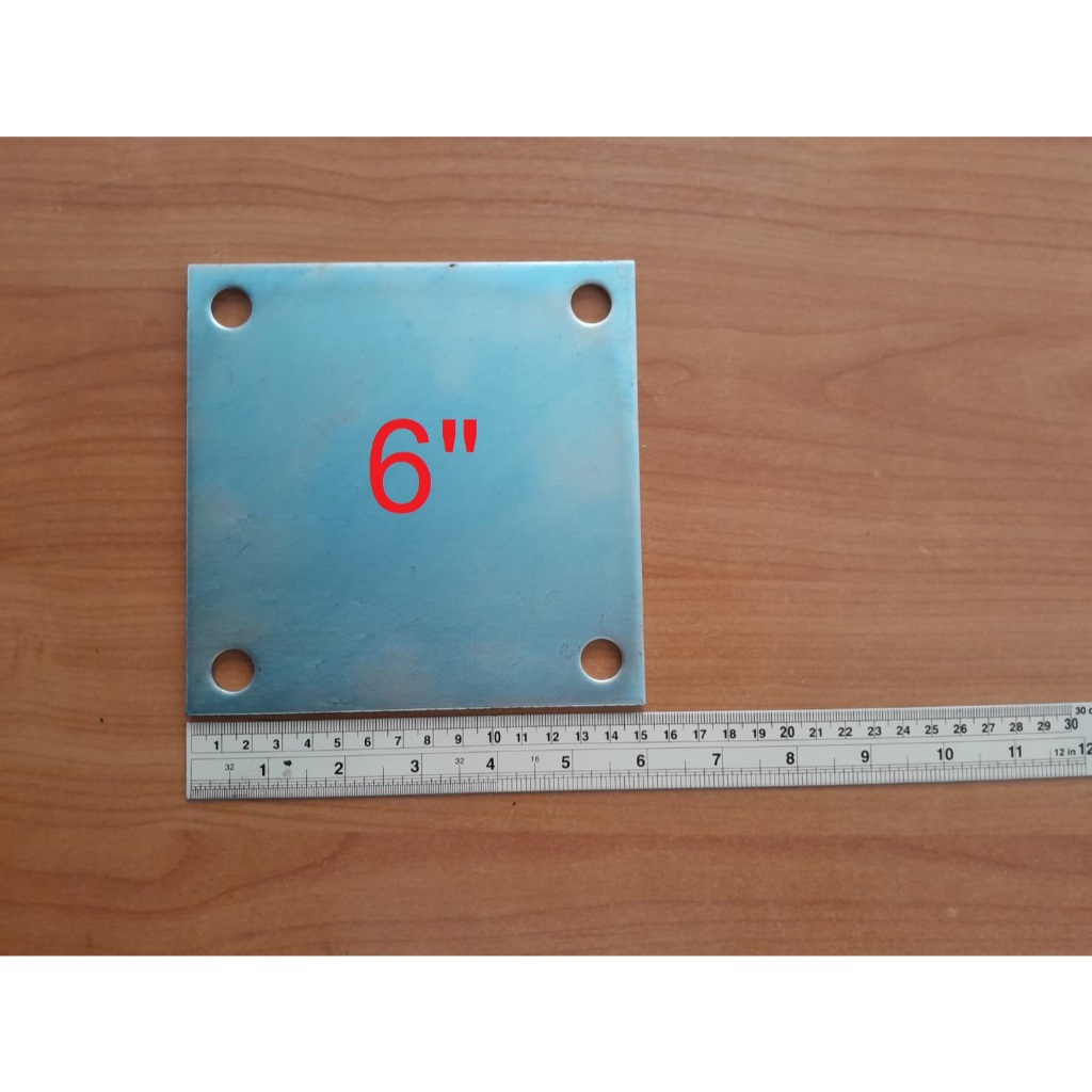 เพลทเหล็กเจาะรูขนาด 6" หนา 6 มม.ชุบ ZINC