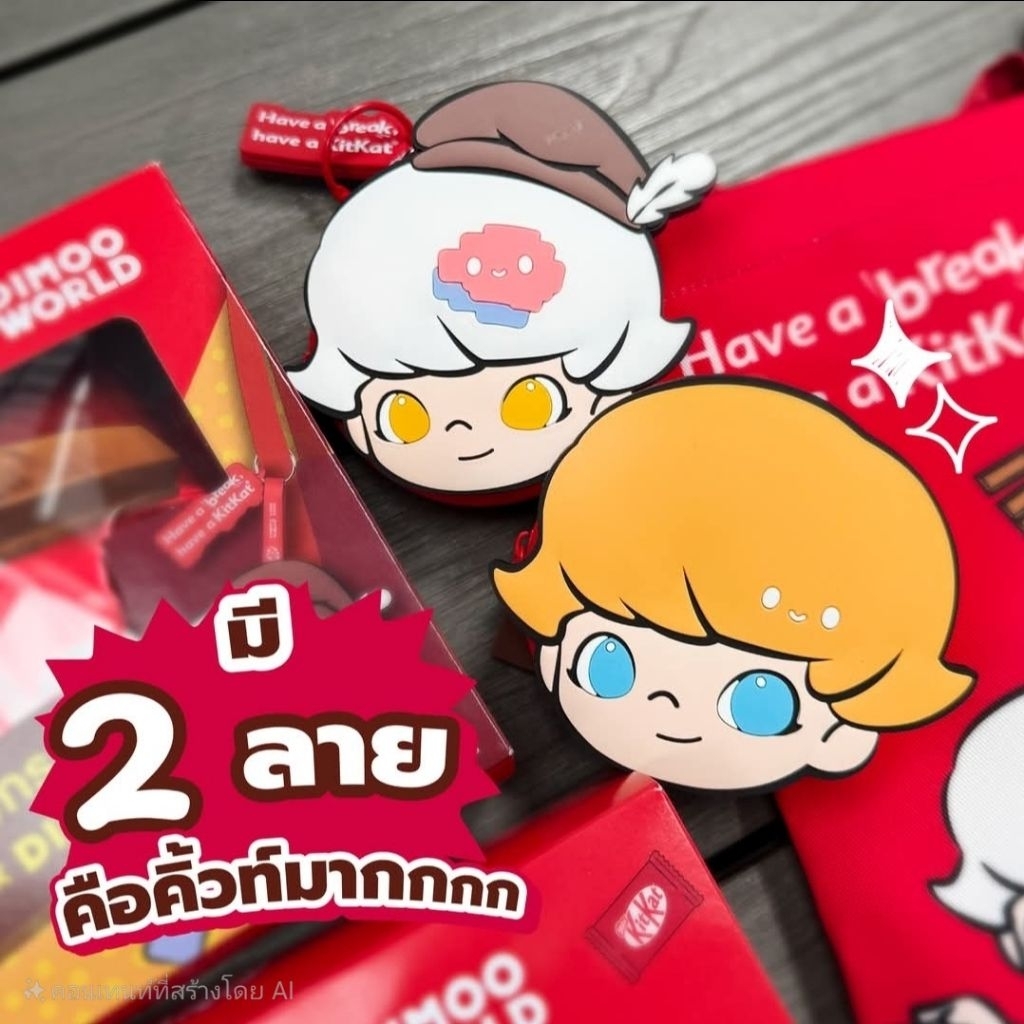 พร้อมส่ง KITKAT x Dimoo ขนมคิทแคท กระเป๋าผ้า กระเป๋าใส่เหรียญDIMOO พร้อมขนมkitkat