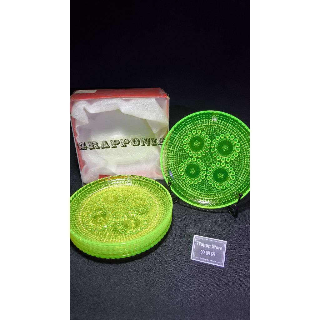 ✨ จานวินเทจ Riihimäen Lasi คอลเลคชั่น Grapponia | Vaseline Glass ✨ ยูเรเนียม Uranium Glass