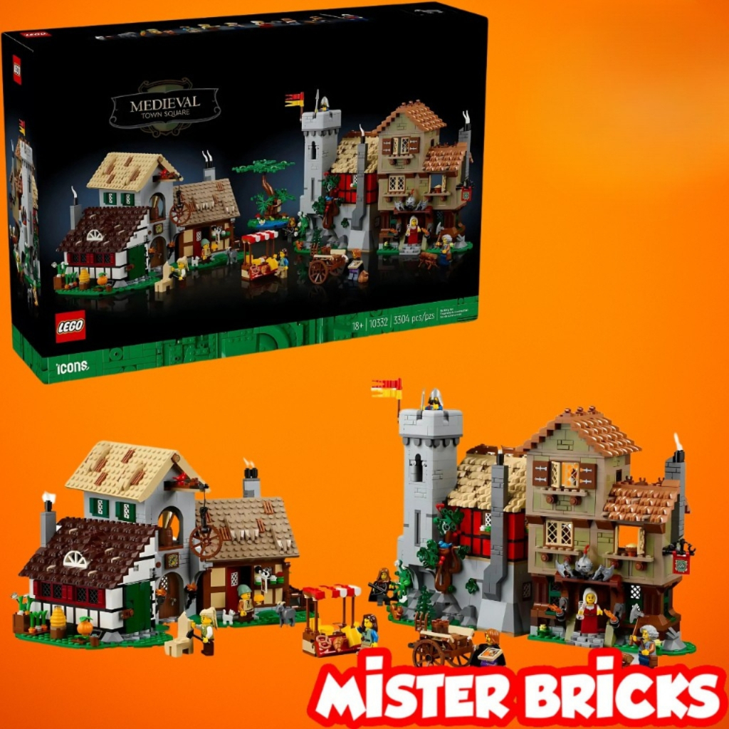 LEGO® Icons Medieval Town Square 10332 | หมู่บ้านยุคกลางสุดคลาสสิกพร้อมมินิฟิก 8 ตัว