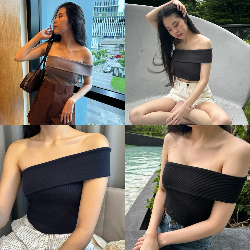 cozy top เสื้อเกาะอกปาดไหล่