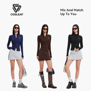 Cosleaf Women's Golf Set Lyocell fiber ชุดเสื้อแจ็คเก็ตซิปสองทางสำหรับกีฬาและแฟชั่น