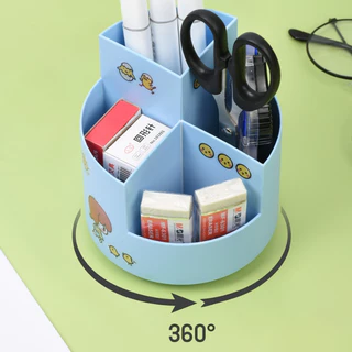 360° ที่ใส่ปากกาหมุน,เครื่องเขียนออแกไนเซอร์ 4-ตาราง แปรงแต่งหน้า,ความจุขนาดใหญ่ปากกาดินสอออแกไนเซอร์โรงเรียนสํานั