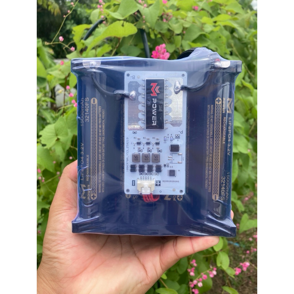 แบตเตอรี่ลิเธียมฟอสเฟต (LiFePO₄) 4s 30ah bms 50a + at 1.5a