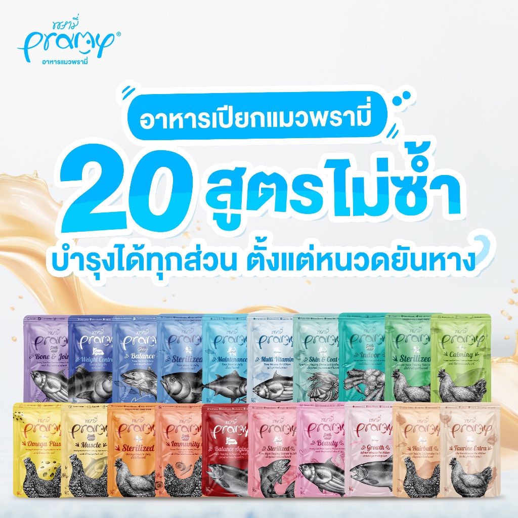 ส่งด่วนมาก⚡️Pramy พรามี่ อาหารเปียกแมว สูตรสำหรับแมวทุกวัย ขนาด 70g.