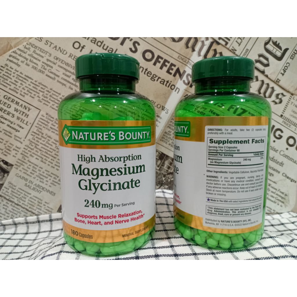 Nature’s Bounty Magnesium Glycinate 180เม็ด จากอเมริกา กระปุกใหญ่สุด