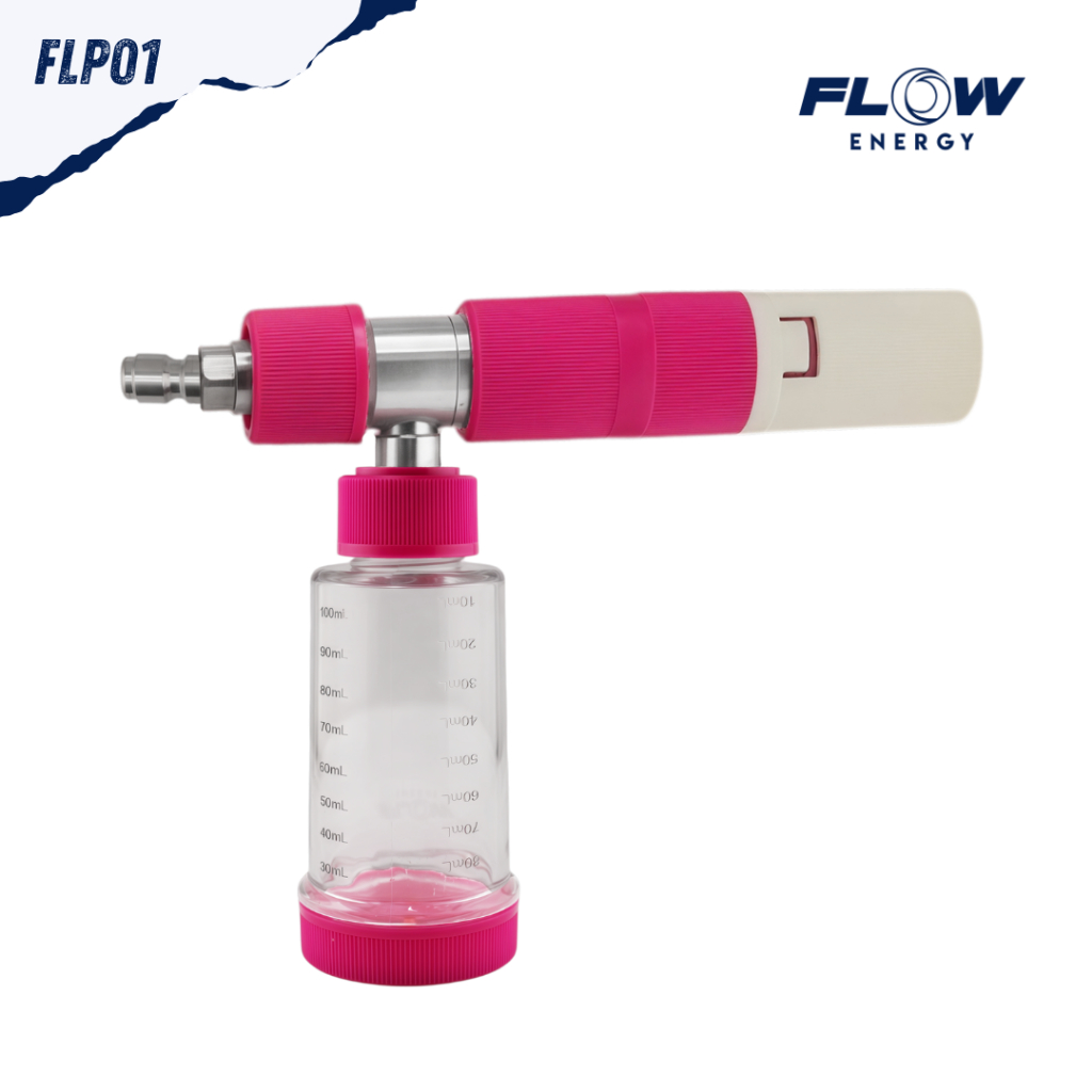 Flow Energy - FLP01 กระบอกฉีดโฟมสำหรับเครื่องฉีดน้ำแรงดันสูงรุ่น Pink Foam mini ขนาดสวมเร็ว 11.8 mm 