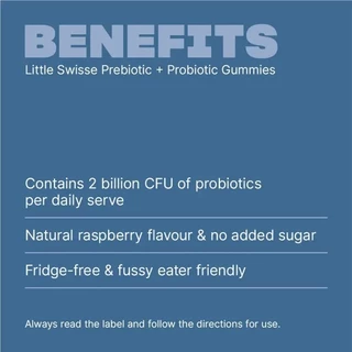 Little Swisse Pre + Probiotic Gummies 50 Pack กัมมี่พรีไบโอติกและโปรไบโอติก รสราสเบอร์รี่