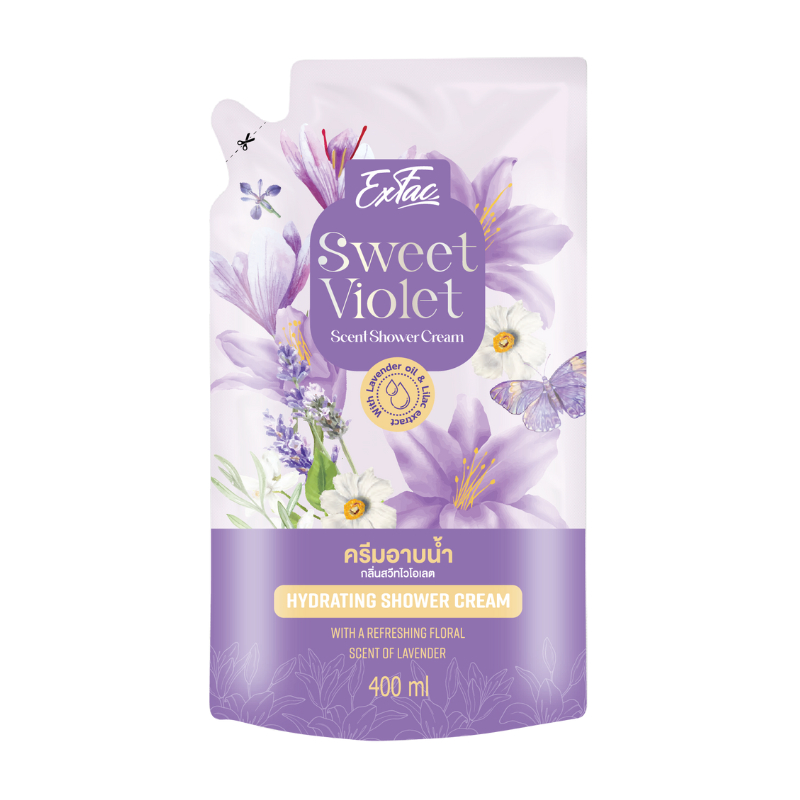EXFAC Sweet Violet Scent Shower Cream 400 ml. (Refill)
