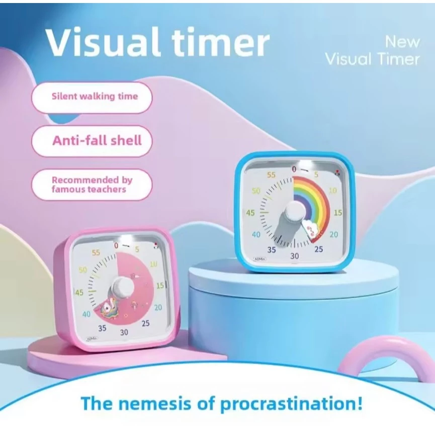 Yunbaoit Visual Timer พร้อม Night Light โรงเรียน Minuteur 60 นาทีจับเวลาถอยหลังสําหรับเด็กและผู้ใหญ่ Pomodoro