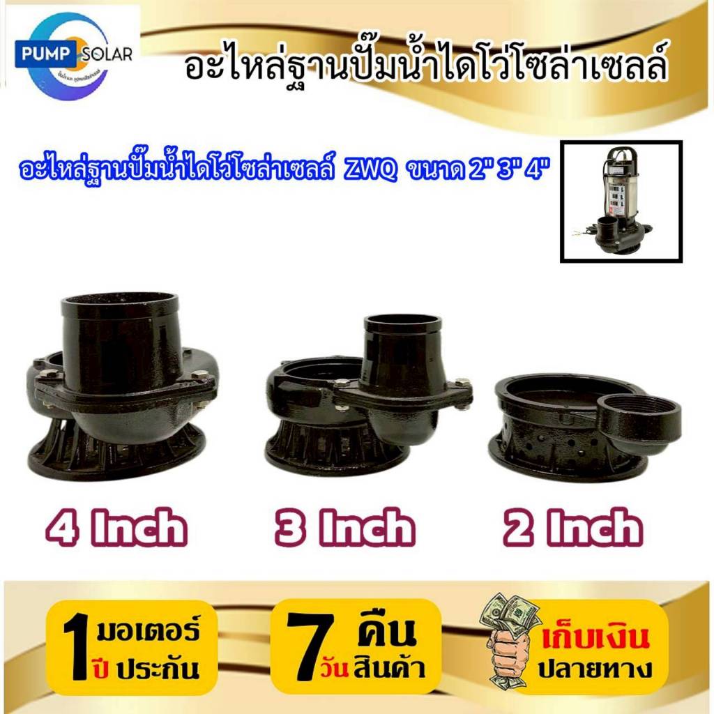 อะไหล่ฐานปั๊มน้ำไดโว่ โซล่าเซลล์  ZWQ ขนาด 2" 3" 4"  ทำจากเหล็กหล่อคุณภาพดี