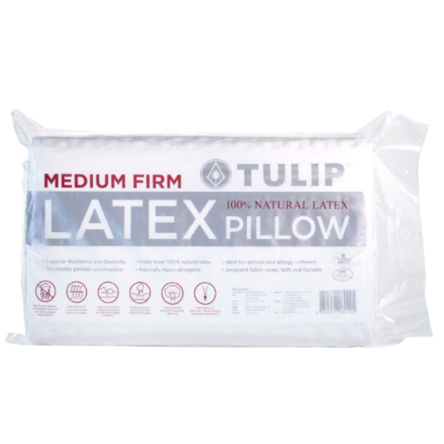 Tulip หมอนหนุนยางพารา ลาเท็กซ์ Latex Pillow แบบนิ่ม ถุงขาว หมอนหนุน Medium Firm Latex Pillow