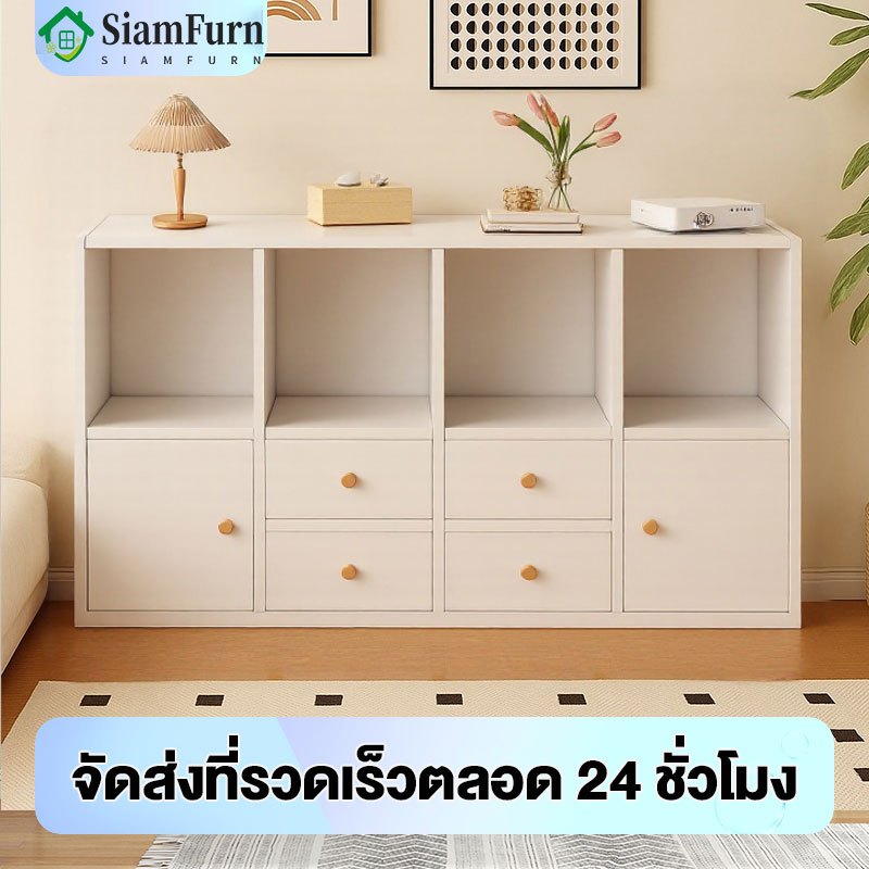 พร้อมประตู เปิดชั้นวางจอแสดงผล 120/90cm สามารถรับน้ำหนักได้ 100 กิโลกรัม สีขาว ชั้นวางของเล่น ชั้นหนังสือ bookshelf