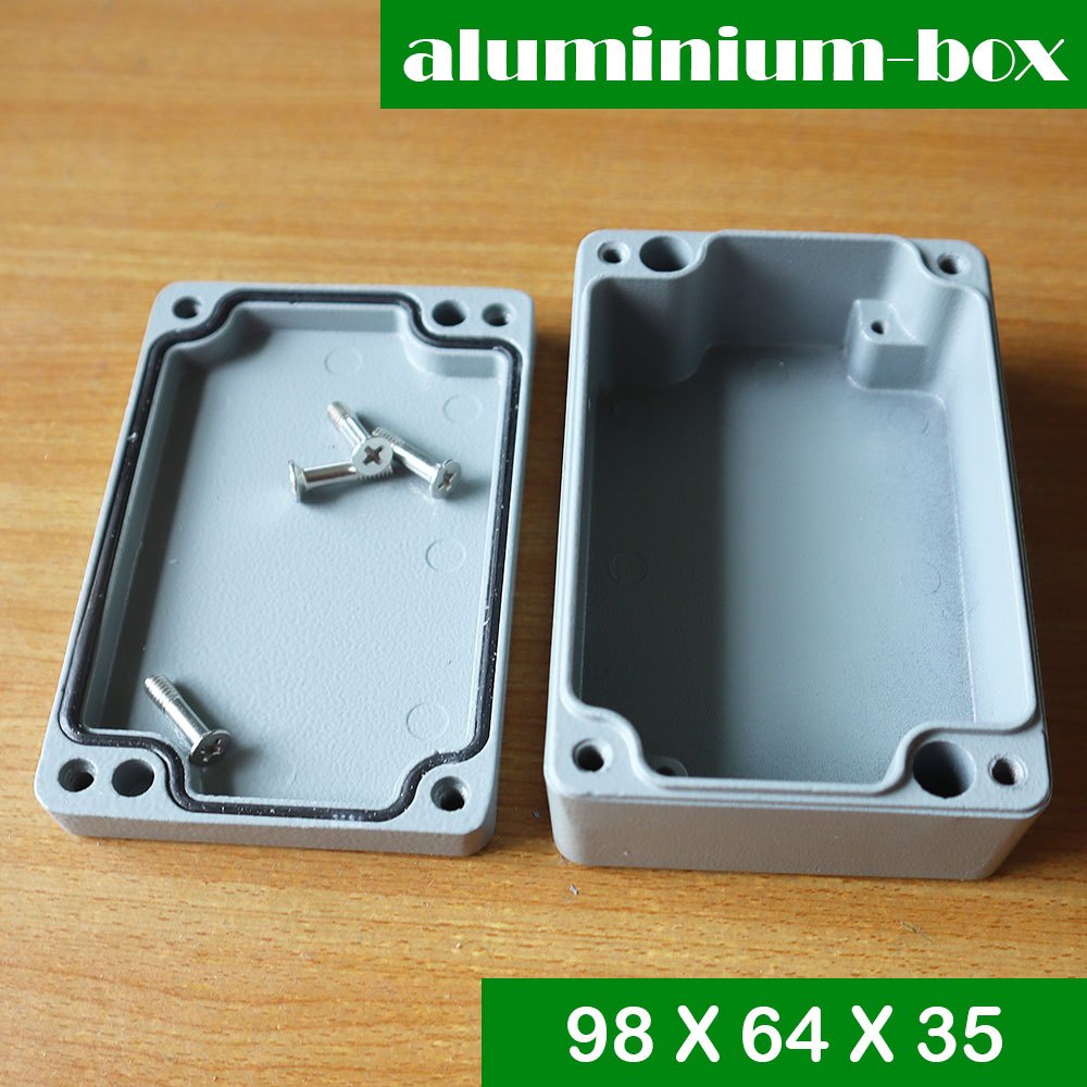 กล่องอลูมิเนียมกันน้ำ IP66 สีเทา ขนาด 98 X 64 X 35 มม.