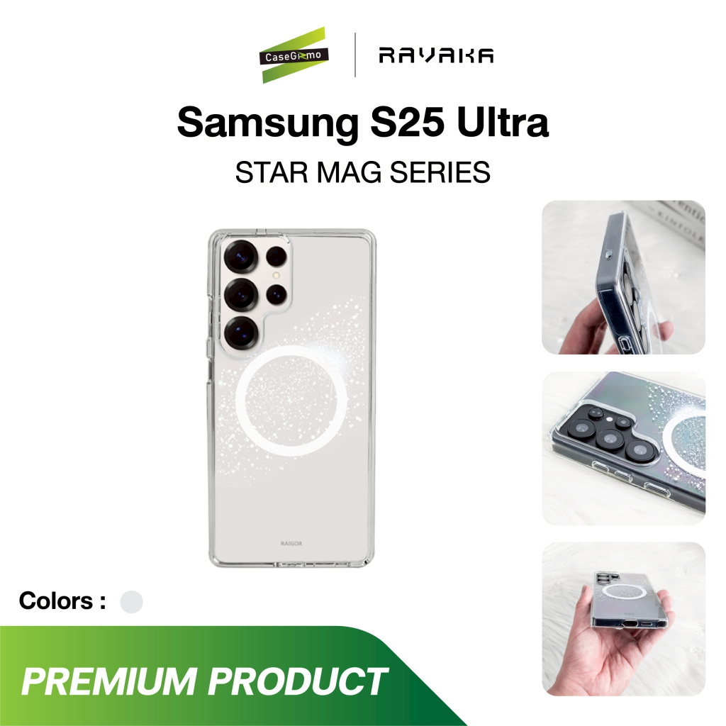 RAVAKA รุ่น S25 Ultra เคสใส เคสชาร์จได้ เคสกันกระแทก เคส ลายกาแล็กซี่ Star Mag Case