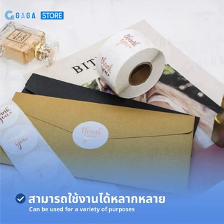 GAGA สติ๊กเกอร์ Thank you 40x40 400แผ่น สติ๊กเกอร์ขอบคุณ ปั๊มสีทอง สติกเกอร์วงกลมติดกล่องขนม Sticker